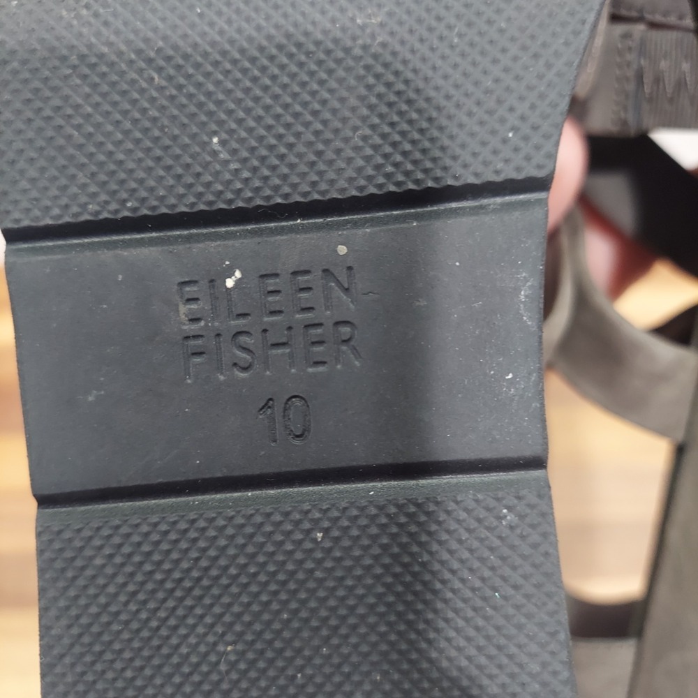 Eileen Fisher Wedge Sandals Women's 10 Gray Leather Strappy Pointed Toe Zip Back - Picture 16 of 16